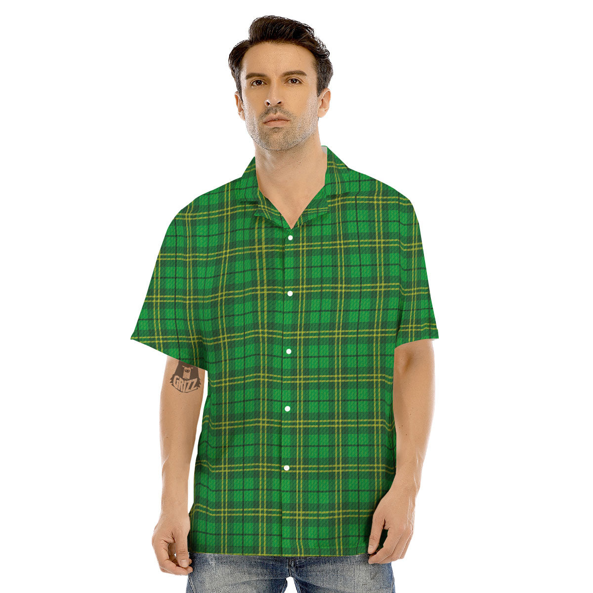 Tartan Saint Patrick's Day Print Men's Hawaiian Shirt-grizzshop