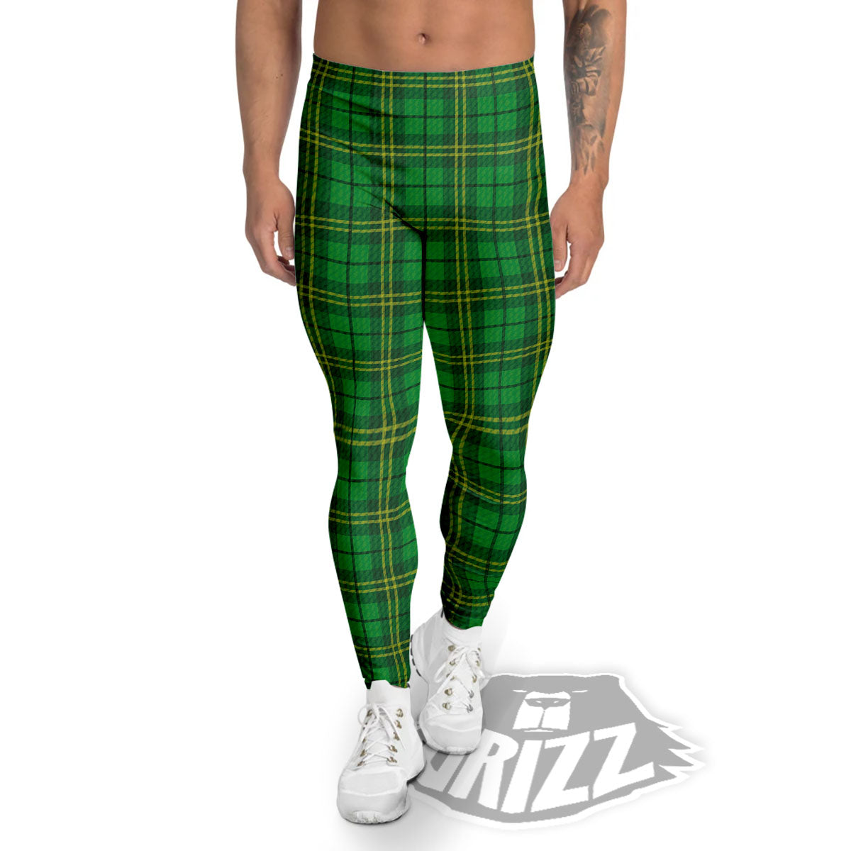 Tartan Saint Patrick's Day Print Men's Leggings-grizzshop