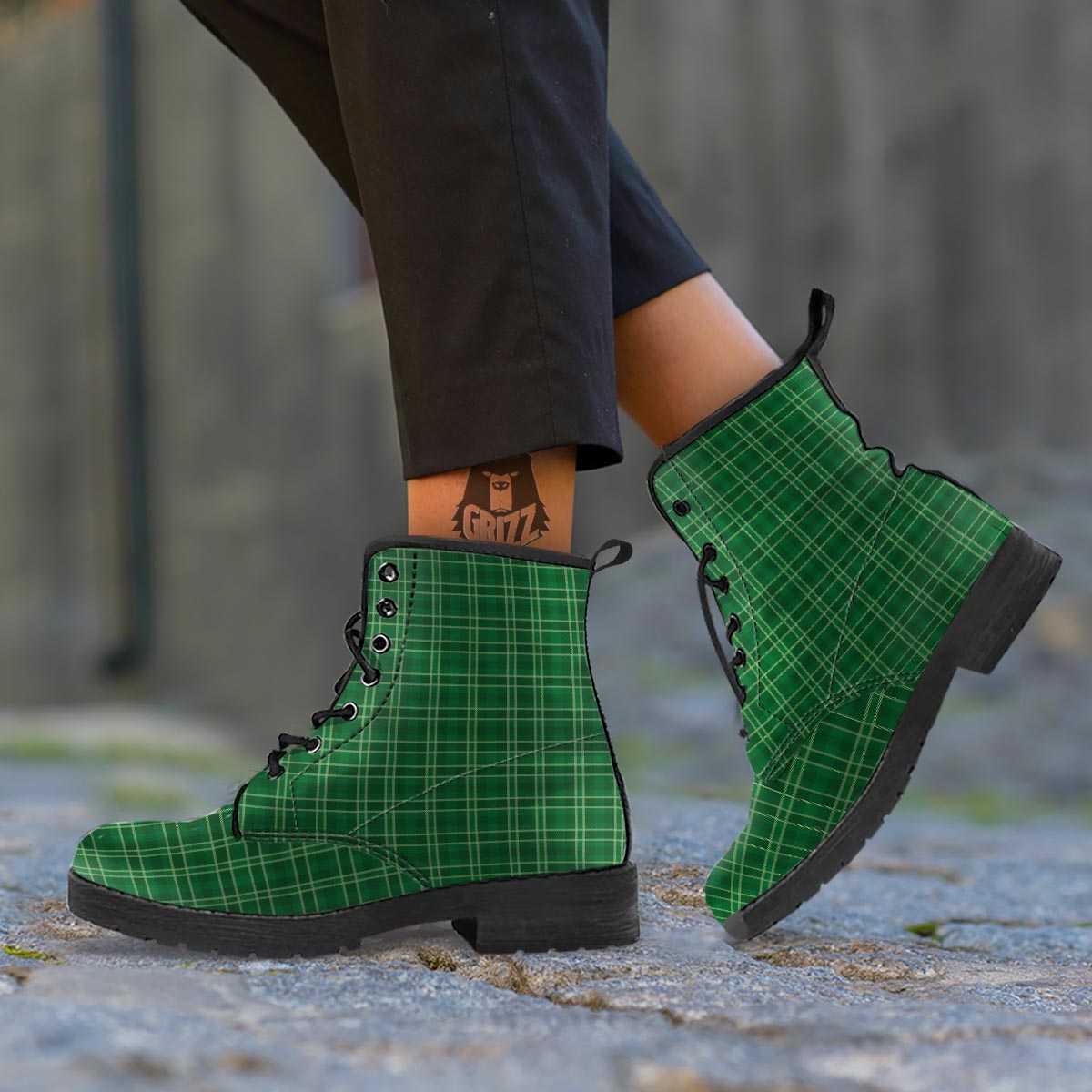 Tartan Saint Patrick's Day Print Pattern Leather Boots-grizzshop