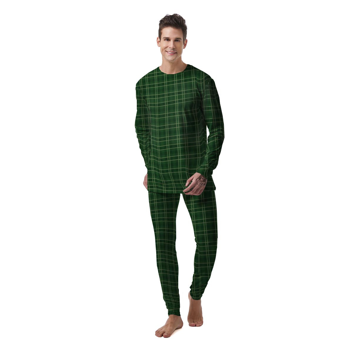 Tartan Saint Patrick's Day Print Pattern Men's Pajamas-grizzshop