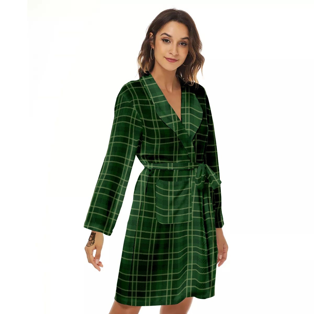 Tartan Saint Patrick's Day Print Pattern Women's Robe-grizzshop