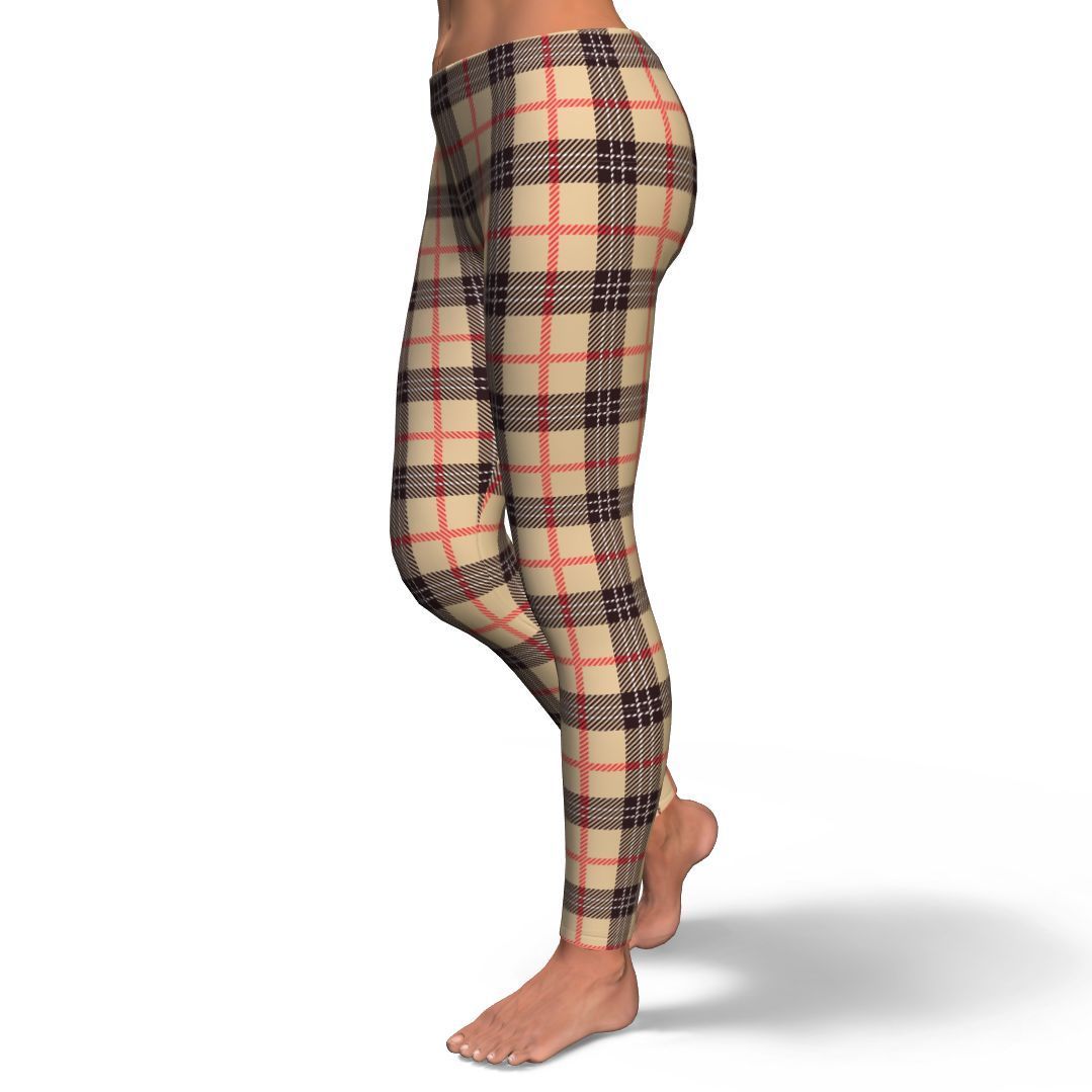 Tartan Scottish Beige Plaids Pattern Women Leggings-grizzshop