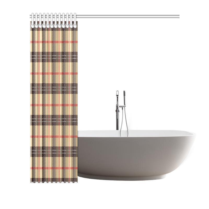 Tartan Scottish Beige Plaids Print Bathroom Shower Curtain-grizzshop