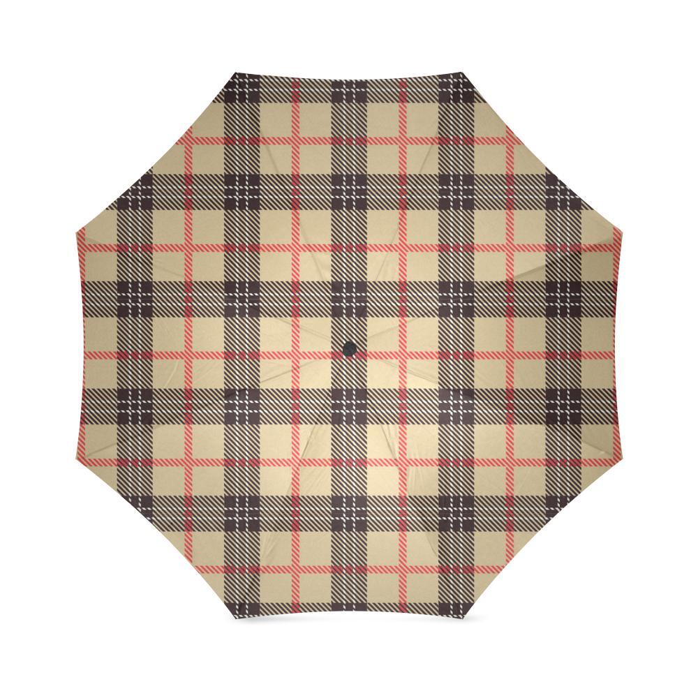 Tartan Scottish Beige Plaids Print Foldable Umbrella-grizzshop
