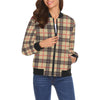 Tartan Scottish Beige Plaids Women Casual Bomber Jacket-grizzshop