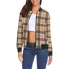 Tartan Scottish Beige Plaids Women Casual Bomber Jacket-grizzshop