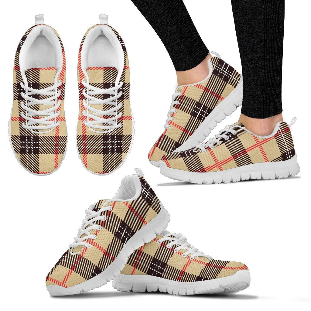 Tartan Scottish Beige Plaids Women Shoes Sneakers-grizzshop