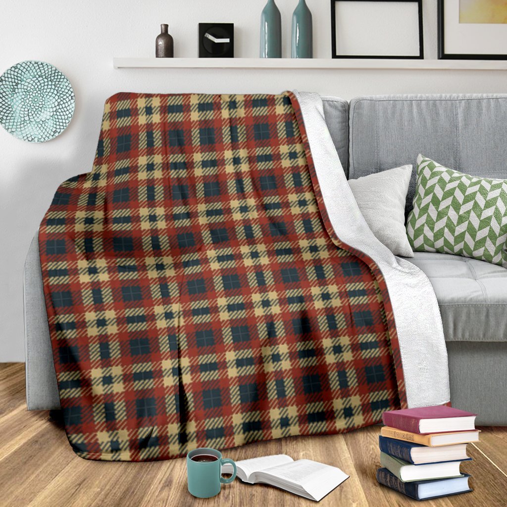 Tartan Scottish Blue Gold Red Plaid Blanket-grizzshop
