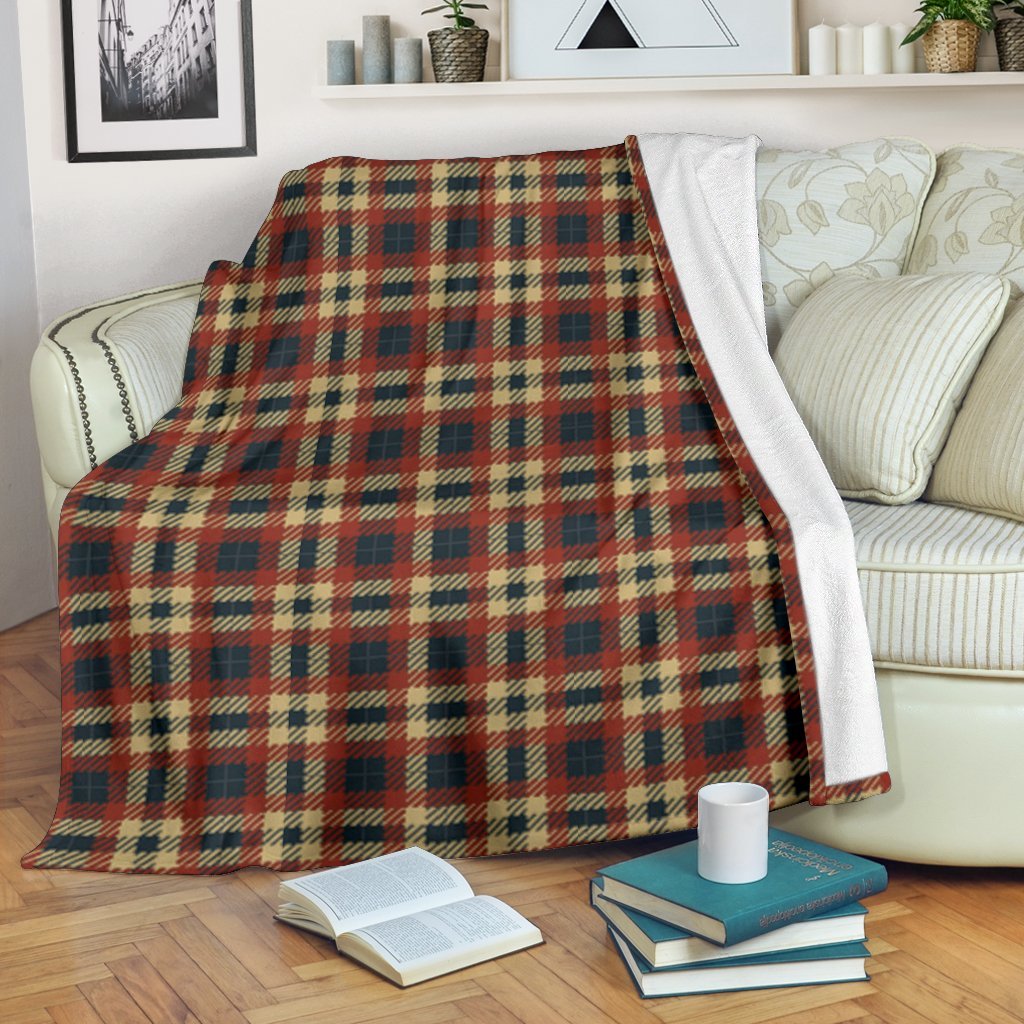 Tartan Scottish Blue Gold Red Plaid Blanket-grizzshop