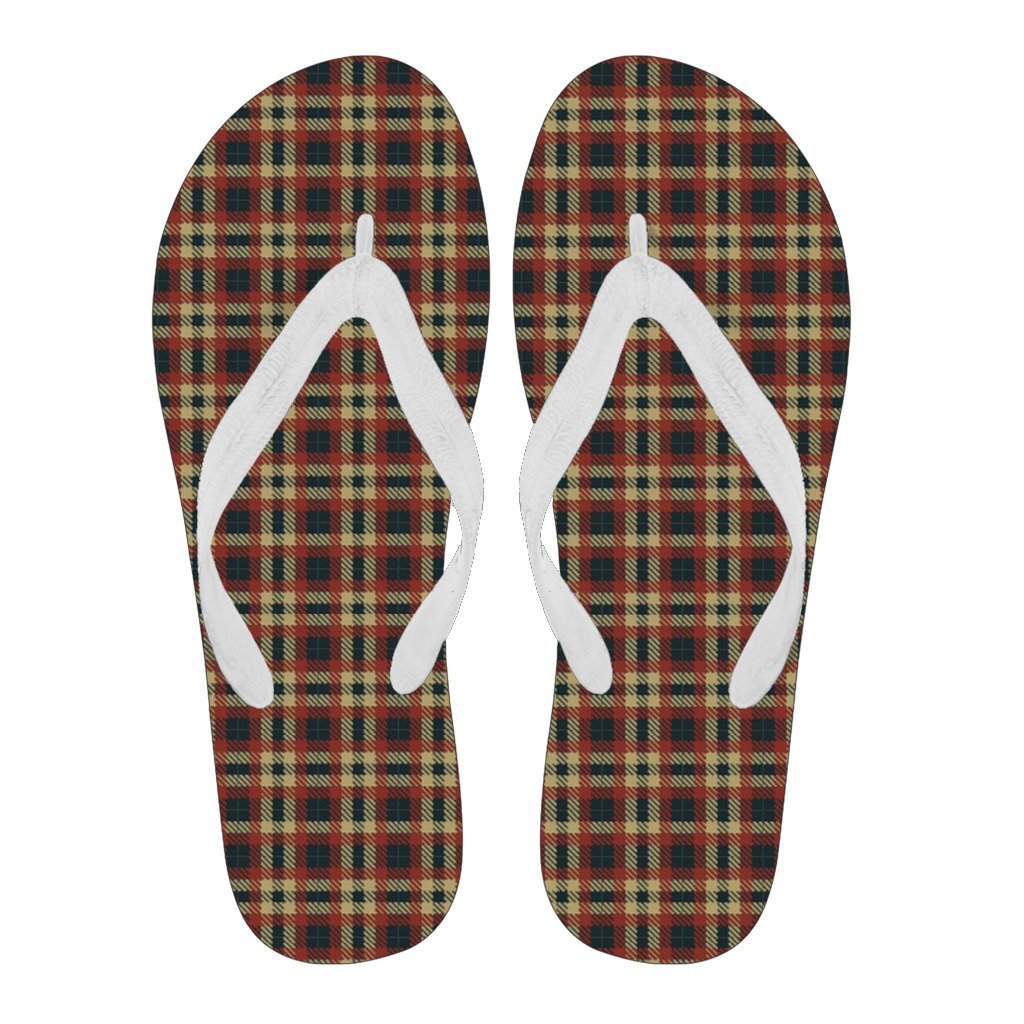 Tartan Scottish Blue Gold Red Plaid Men & Women Flip Flops-grizzshop