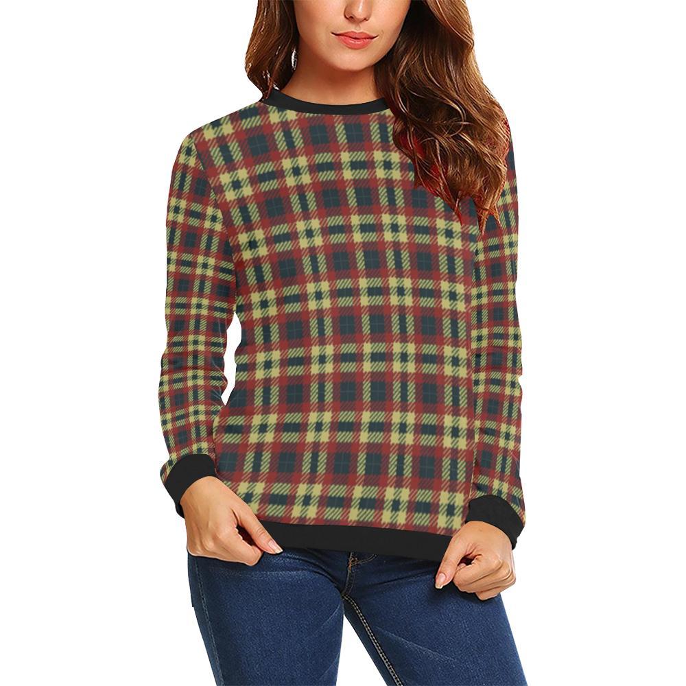 Tartan Scottish Blue Gold Red Plaid Women Crewneck Sweatshirt-grizzshop