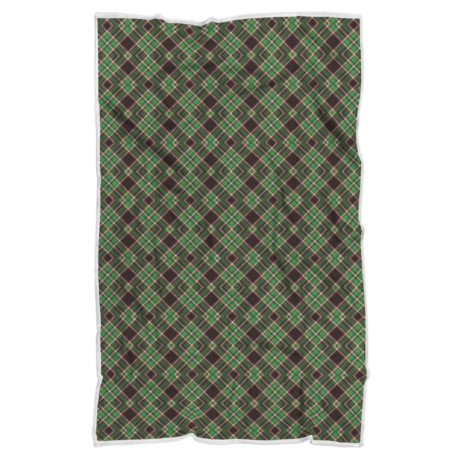 Tartan Scottish Brown Green Plaid Throw Blanket-grizzshop