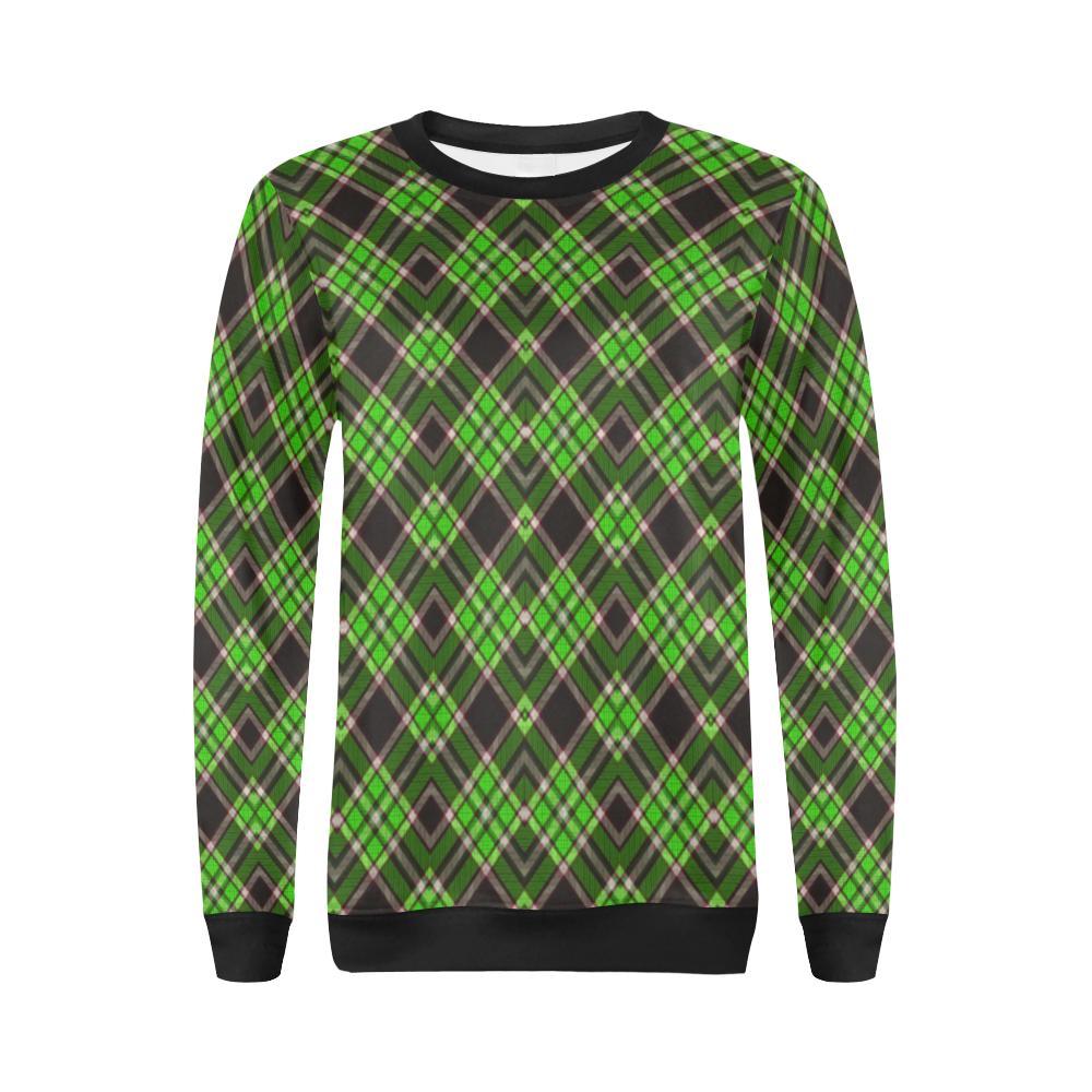 Tartan Scottish Brown Green Plaid Women Crewneck Sweatshirt-grizzshop