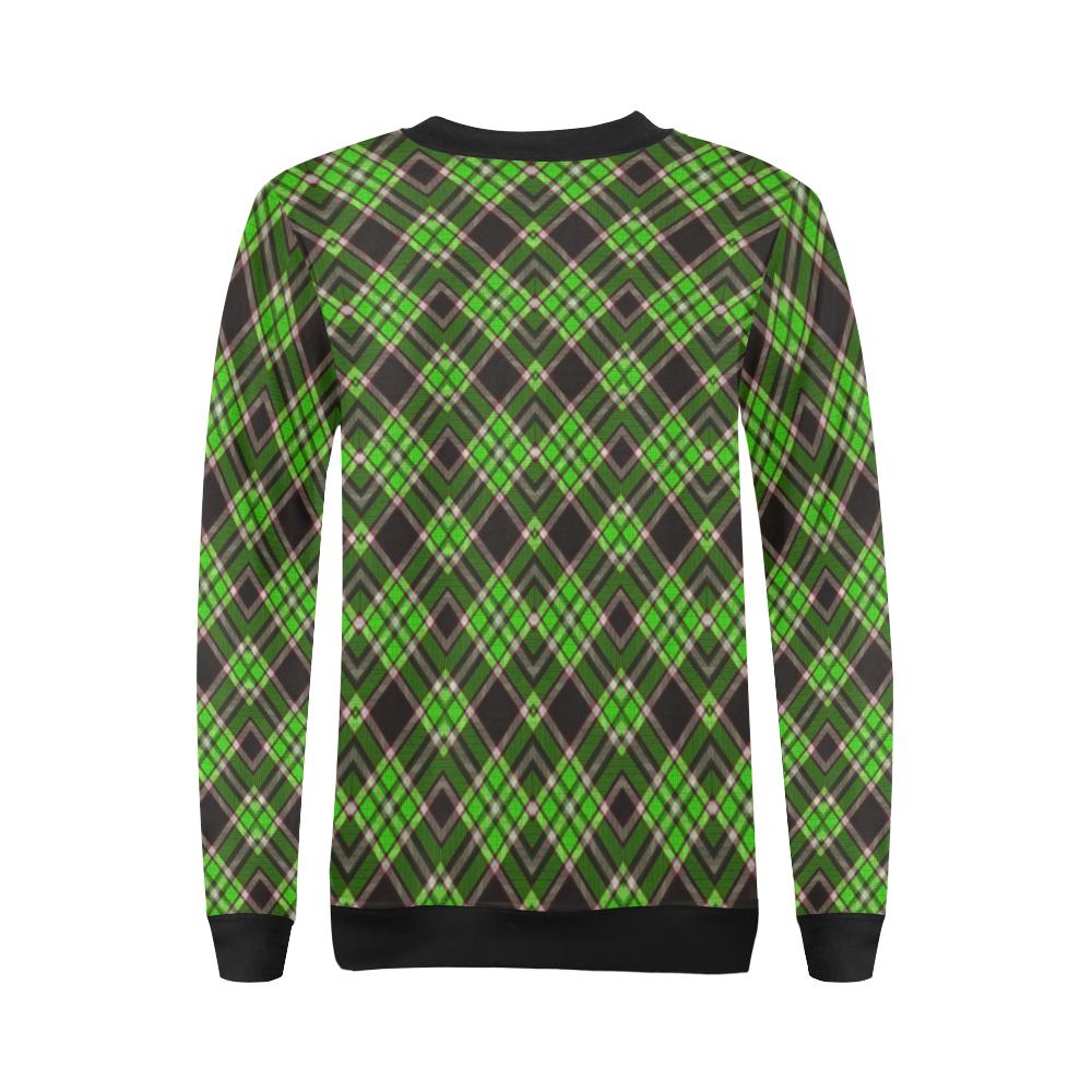 Tartan Scottish Brown Green Plaid Women Crewneck Sweatshirt-grizzshop