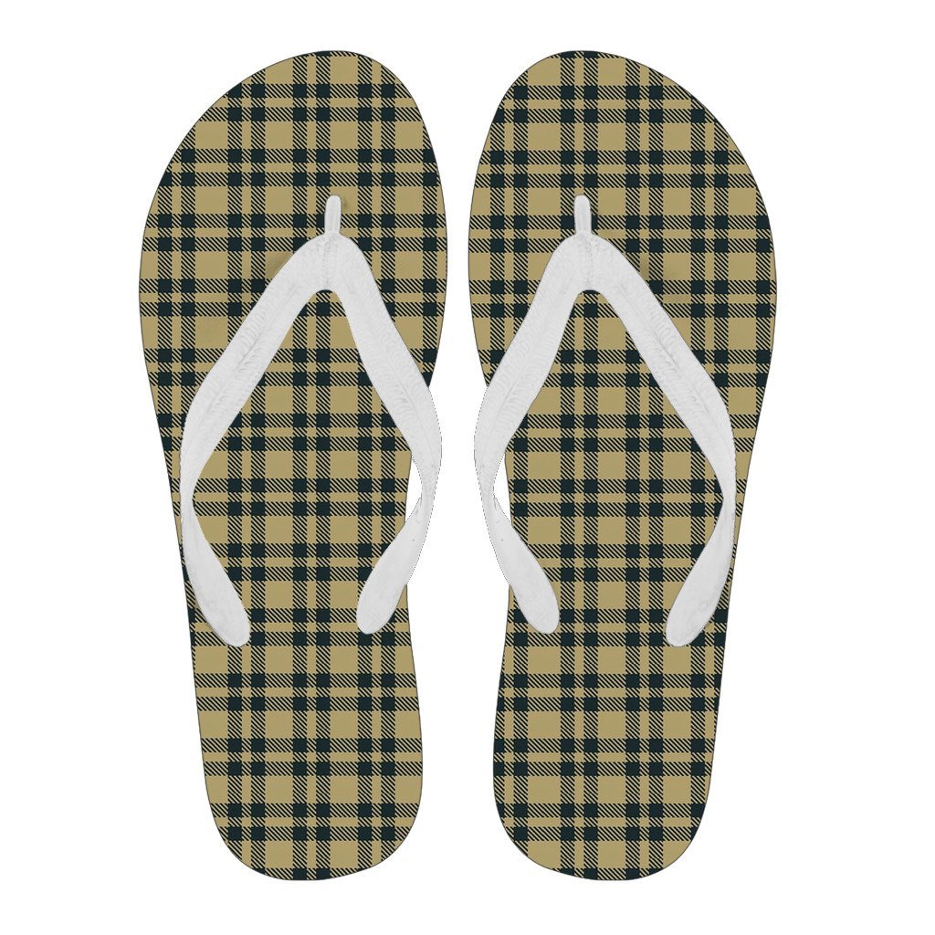 Tartan Scottish Gold Plaid Men & Women Flip Flops-grizzshop