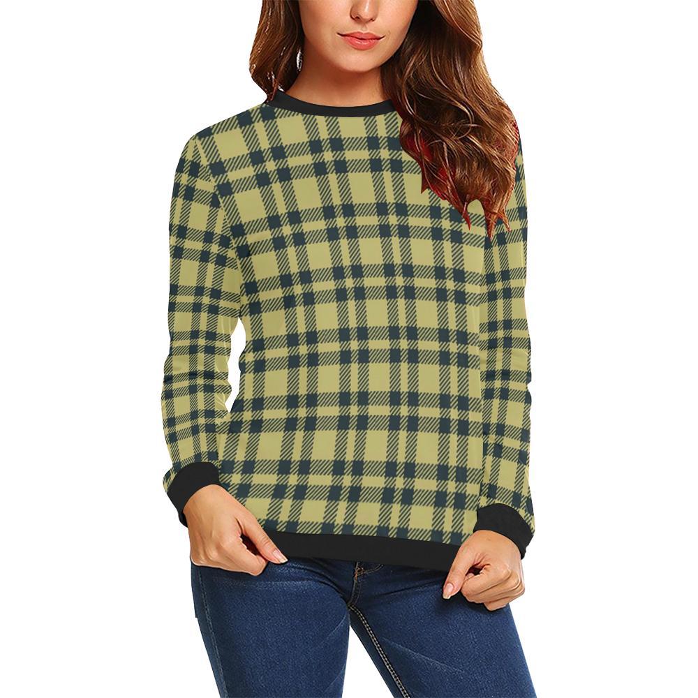 Tartan Scottish Gold Plaid Women Crewneck Sweatshirt-grizzshop