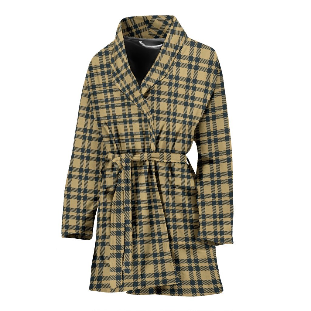 Tartan Scottish Gold Plaid Women Long Robe-grizzshop