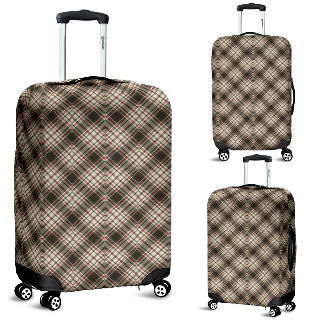 Tartan Scottish Green Beige Plaid Luggage Cover Protector-grizzshop