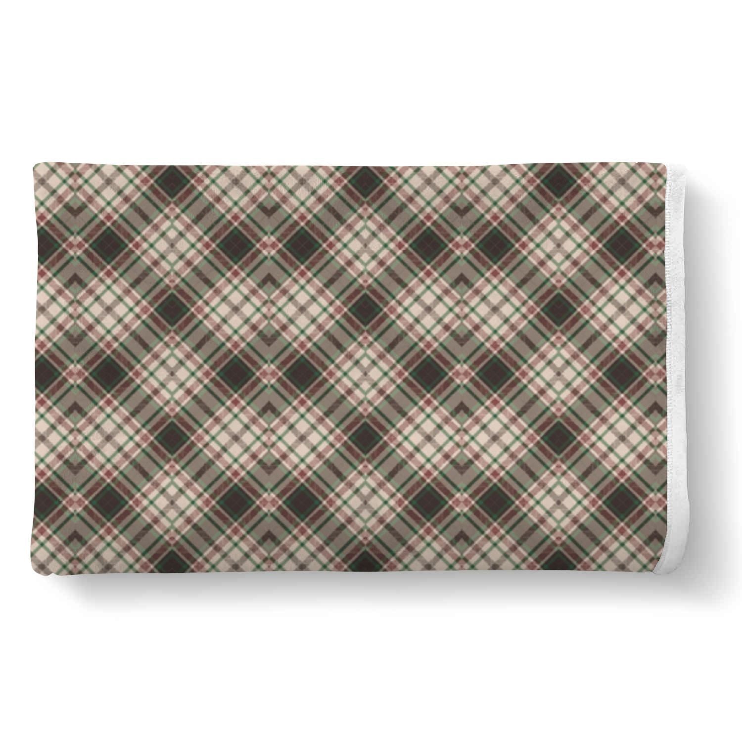 Tartan Scottish Green Beige Plaid Throw Blanket-grizzshop