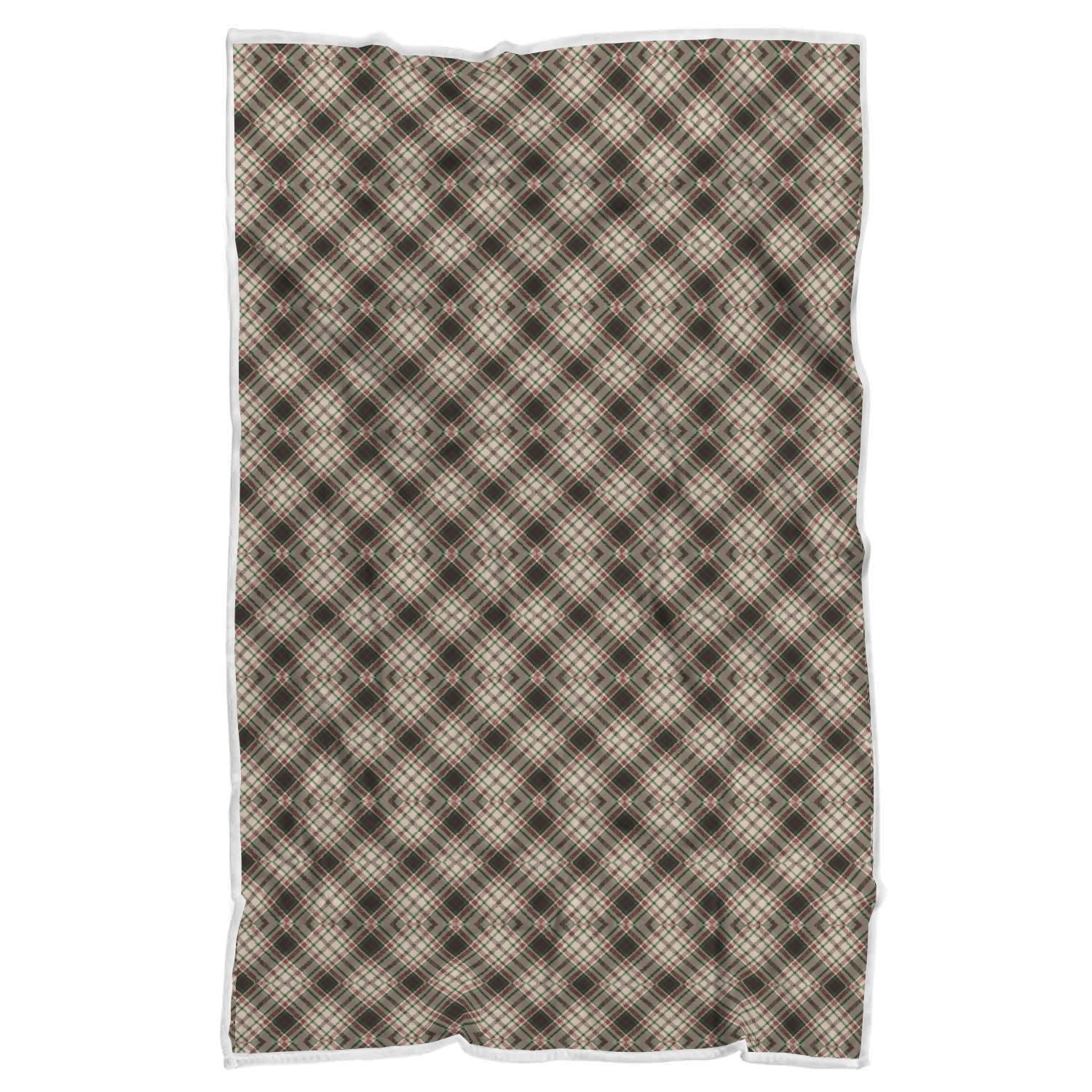 Tartan Scottish Green Beige Plaid Throw Blanket-grizzshop