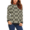 Tartan Scottish Green Beige Plaid Women Crewneck Sweatshirt-grizzshop