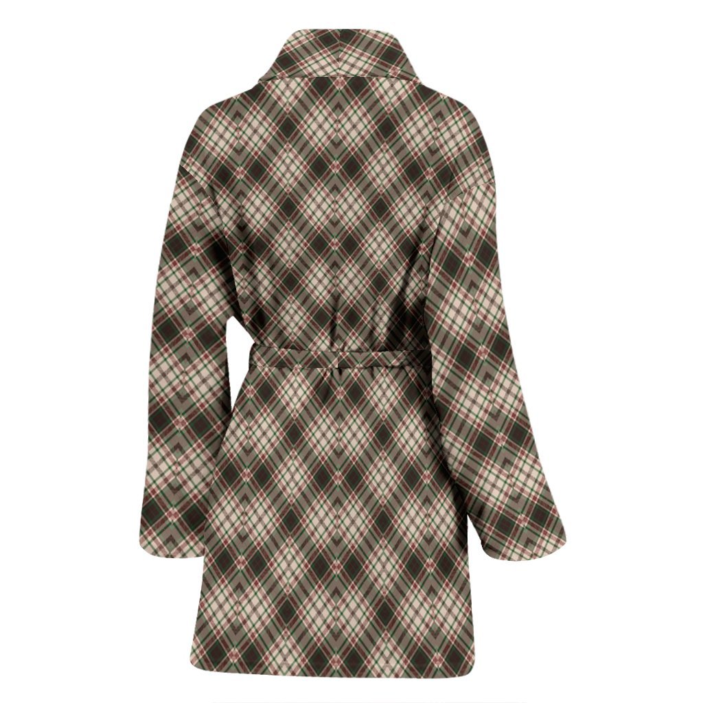 Tartan Scottish Green Beige Plaid Women Long Robe-grizzshop