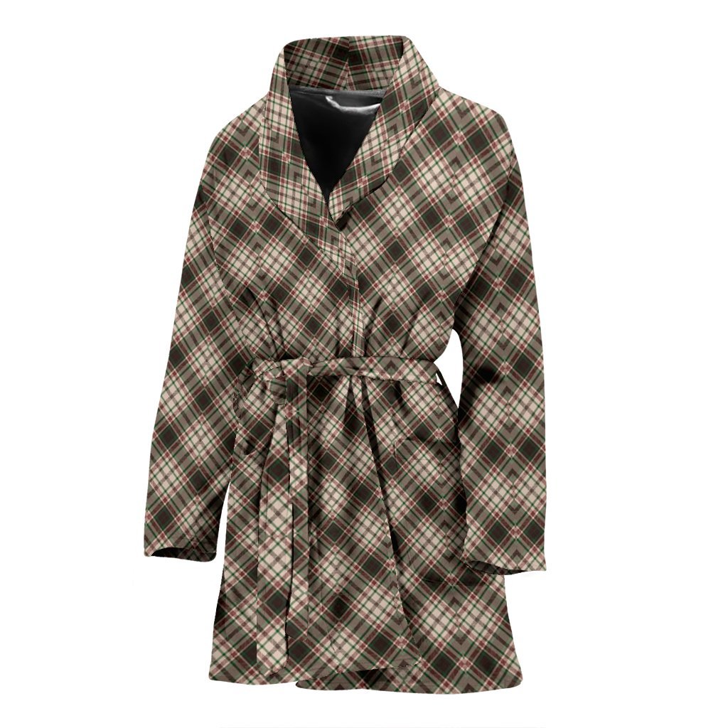 Tartan Scottish Green Beige Plaid Women Long Robe-grizzshop