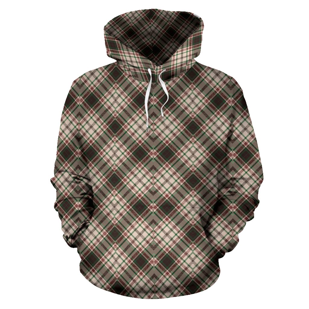 Tartan Scottish Green Beige Plaid Women Men Pullover Hoodie-grizzshop