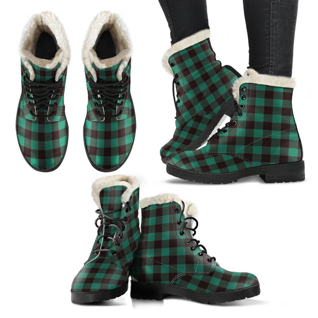 Tartan Scottish Green Plaids Comfy Winter Boots-grizzshop