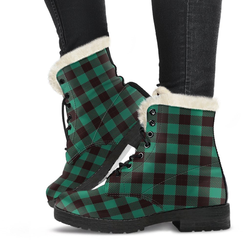 Tartan Scottish Green Plaids Comfy Winter Boots-grizzshop