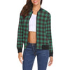 Tartan Scottish Green Plaids Women Casual Bomber Jacket-grizzshop