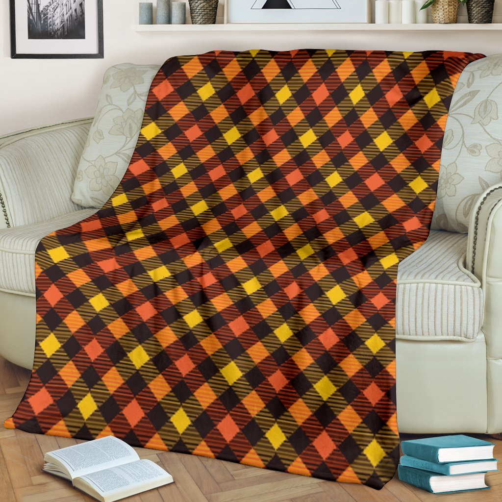 Tartan Scottish Orange Plaid Blanket-grizzshop