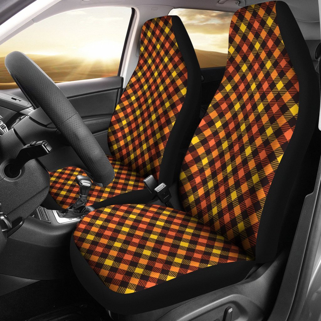 Tartan Scottish Orange Plaid Universal Fit Car Seat Cover-grizzshop