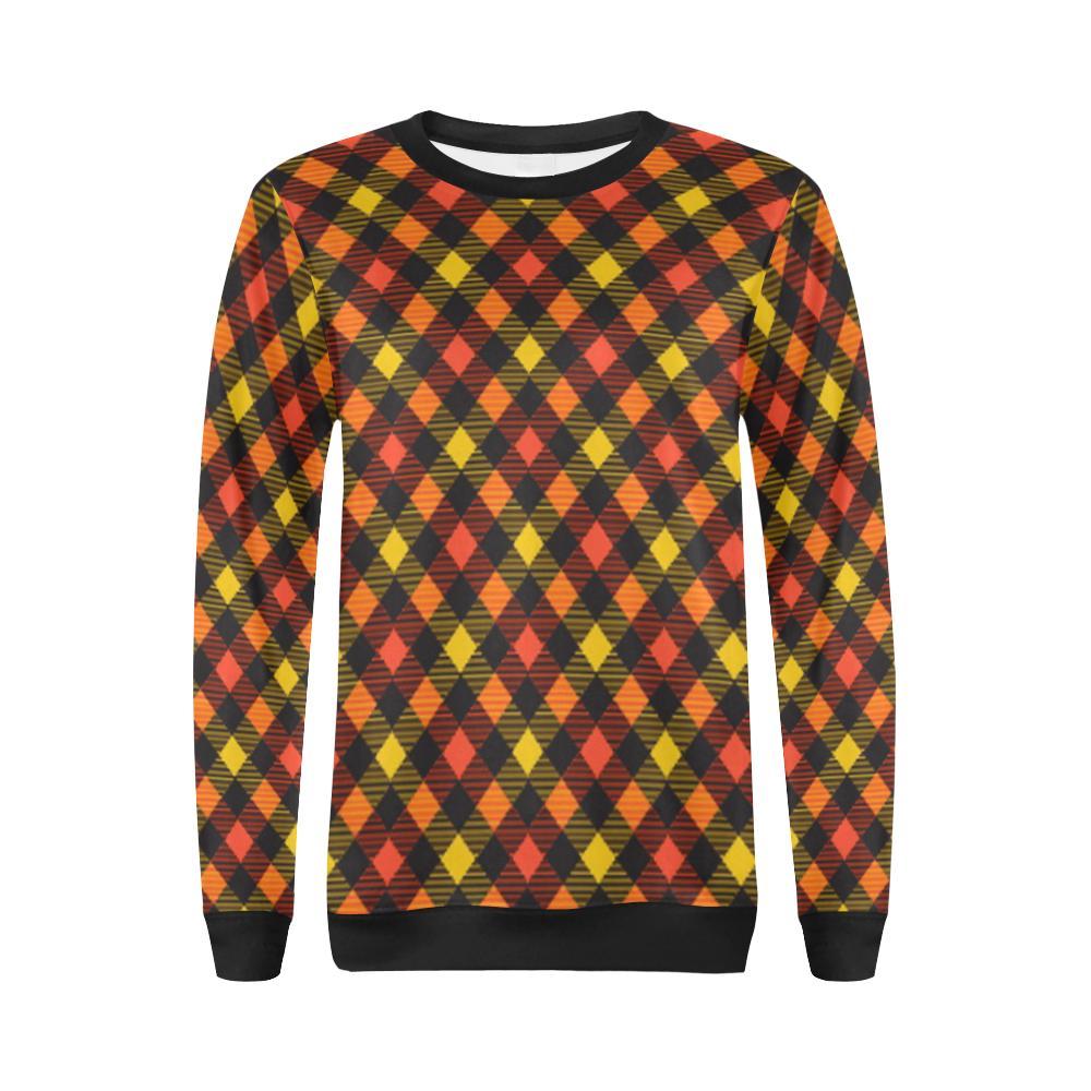 Tartan Scottish Orange Plaid Women Crewneck Sweatshirt-grizzshop