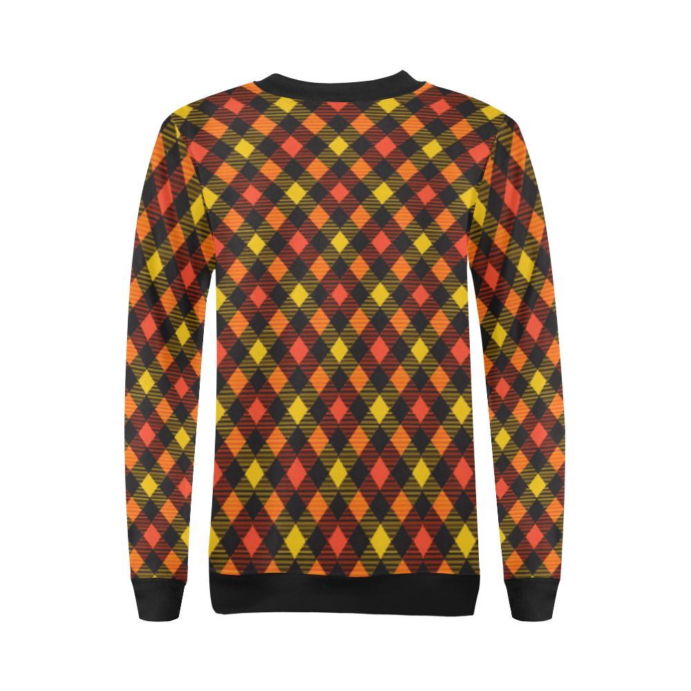 Tartan Scottish Orange Plaid Women Crewneck Sweatshirt-grizzshop