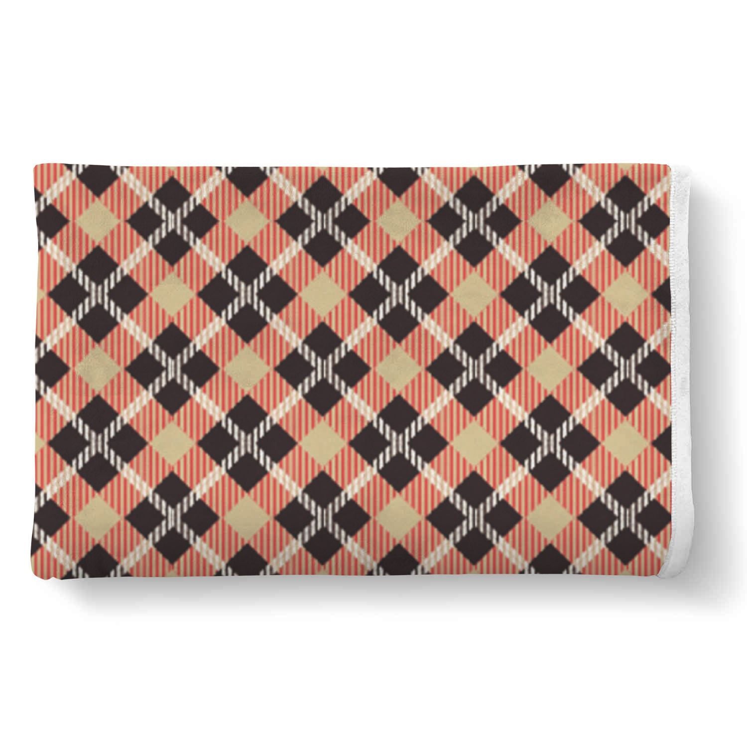 Tartan Scottish Red Beige Plaid Throw Blanket-grizzshop