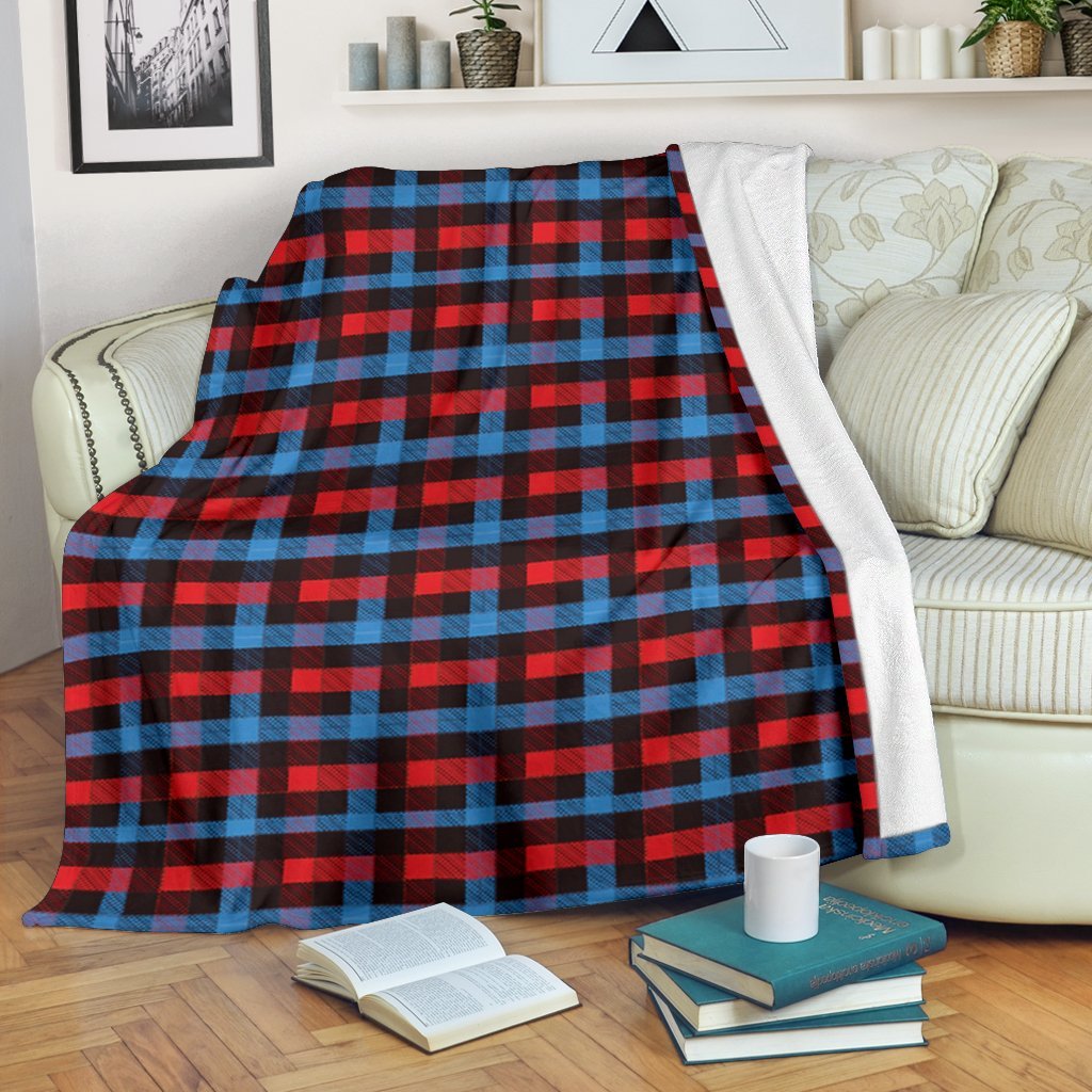 Tartan Scottish Red Blue Plaid Blanket-grizzshop