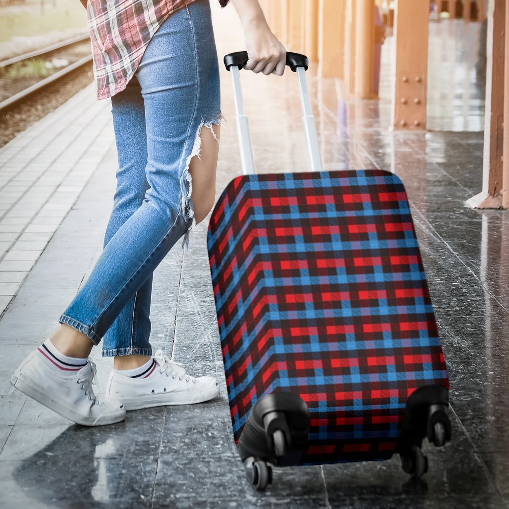 Tartan Scottish Red Blue Plaid Luggage Cover Protector-grizzshop