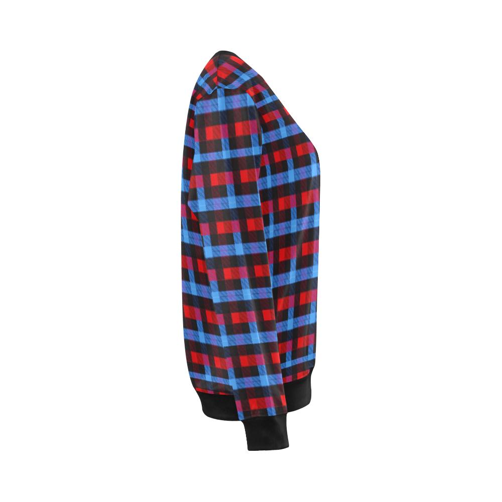 Tartan Scottish Red Blue Plaid Women Crewneck Sweatshirt-grizzshop