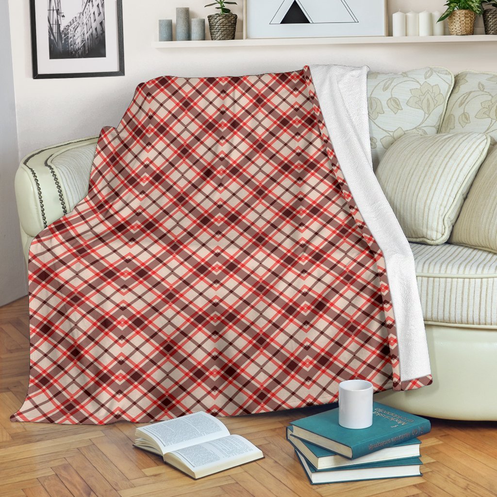 Tartan Scottish Red Brown Beige Plaid Blanket-grizzshop