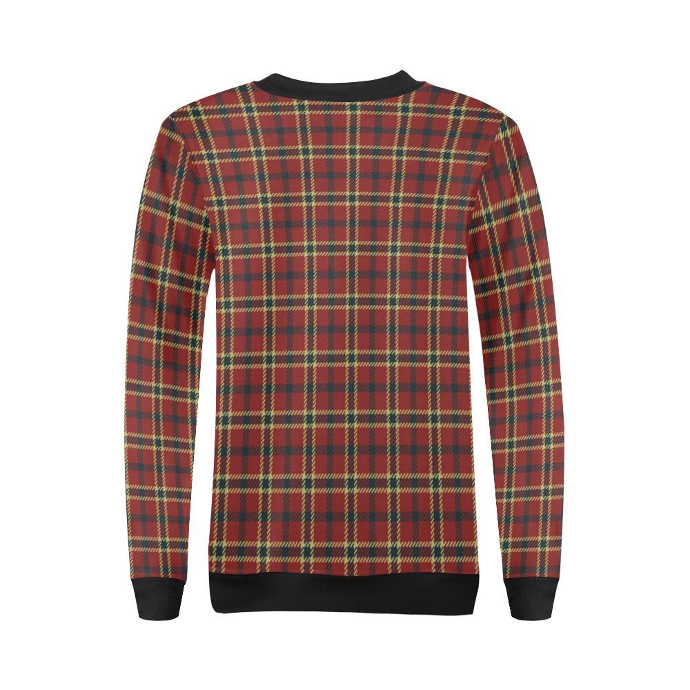 Tartan Scottish Red Gold Plaid Women Crewneck Sweatshirt-grizzshop