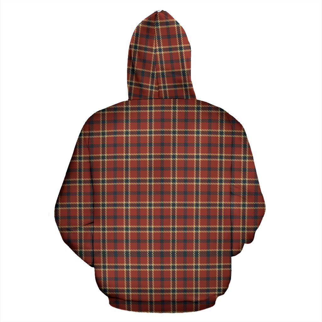 Tartan Scottish Red Gold Plaid Women Men Pullover Hoodie-grizzshop