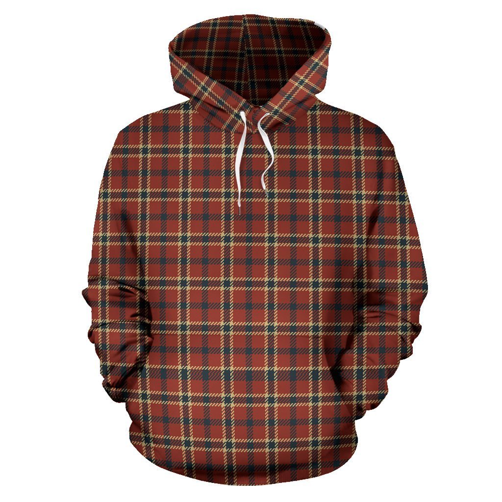 Tartan Scottish Red Gold Plaid Women Men Pullover Hoodie-grizzshop