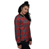 Tartan Scottish Red Print Pattern Women's Bomber Jacket-grizzshop