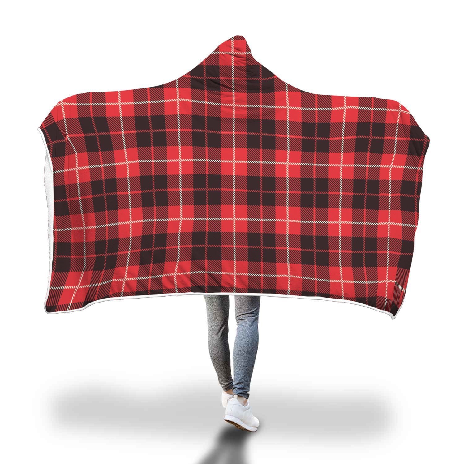 Tartan Scottish Royal Stewart Red Plaids Hooded Blanket-grizzshop