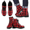 Tartan Scottish Royal Stewart Red Plaids Men Women Leather Boots-grizzshop