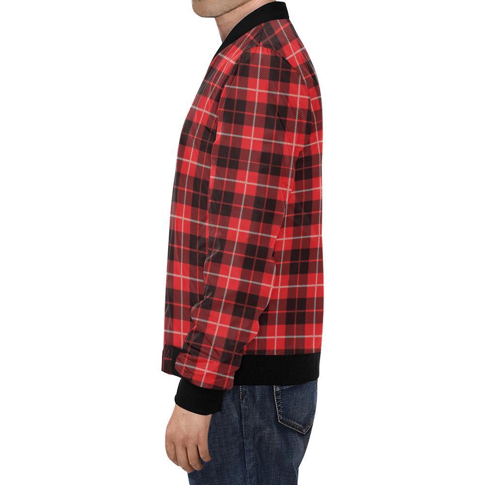 Tartan Scottish Royal Stewart Red Plaids Men's Bomber Jacket-grizzshop