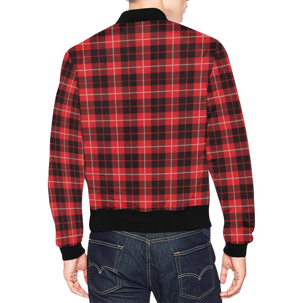 Tartan Scottish Royal Stewart Red Plaids Men's Bomber Jacket-grizzshop