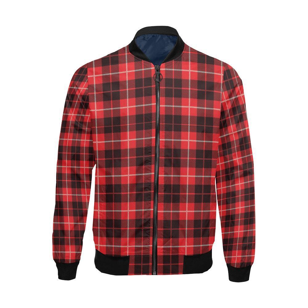 Tartan Scottish Royal Stewart Red Plaids Men's Bomber Jacket-grizzshop