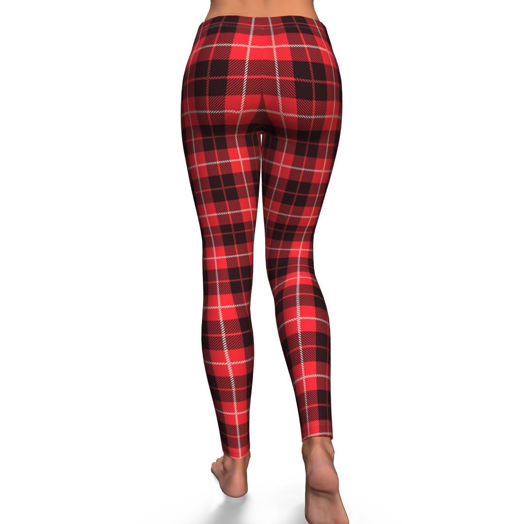 Tartan Scottish Royal Stewart Red Plaids Pattern Women Leggings-grizzshop